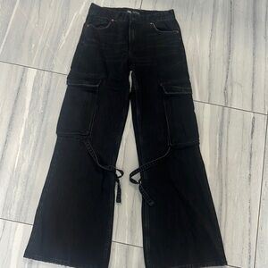 Zara low rise black jeans with cargo pockets